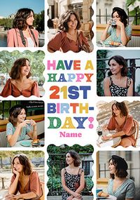 Tap to view Happy 21st Birthday Female 10 Photo Upload Card