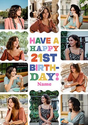 Photo of Happy 21st Birthday Female 10 Photo Upload Card