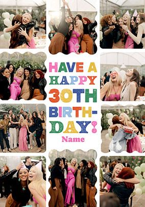 Photo of Happy 30th Birthday Female 10 Photo Upload Card