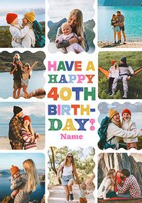 Tap to view Happy 40th Birthday Female 10 Photo Upload Card