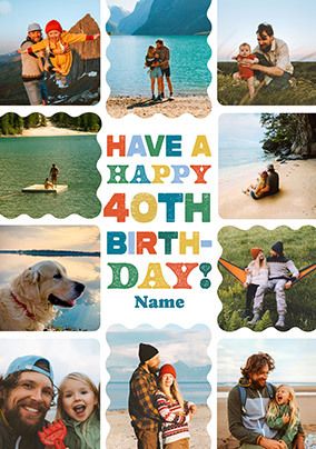 Photo of Happy 40th Birthday Male 10 Photo Upload Card