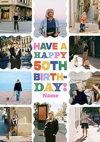 Tap to view Happy 50th Birthday Female 10 Photo Upload Card