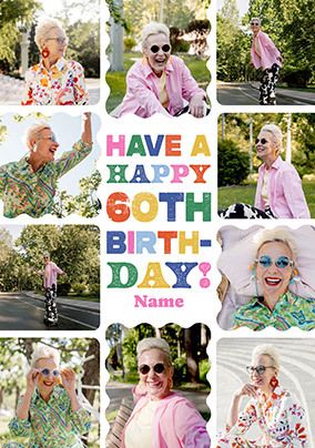 Photo of Happy 60th Birthday Female 10 Photo Upload Card