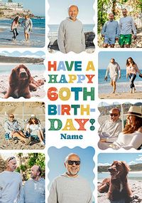 Tap to view Happy 60th Birthday Male 10 Photo Upload Card
