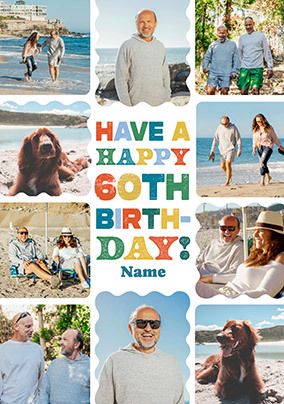 Photo of Happy 60th Birthday Male 10 Photo Upload Card