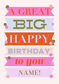 Tap to view Letterpress Personalised Great Big Happy Birthday Card