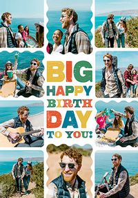 Tap to view Letterpress 10 Photo Upload Happy Birthday Card
