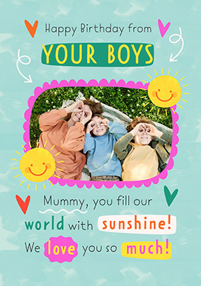 To Mummy From Your Boys Birthday Photo Card
