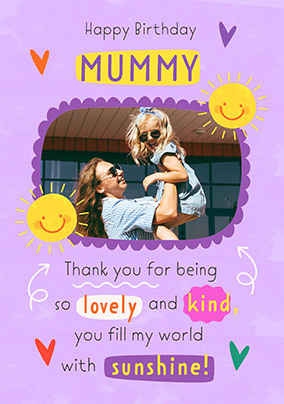 Thank You Mummy Birthday Photo Card