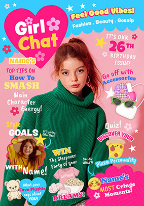 Girl Chat Spoof Magazine Birthday Card
