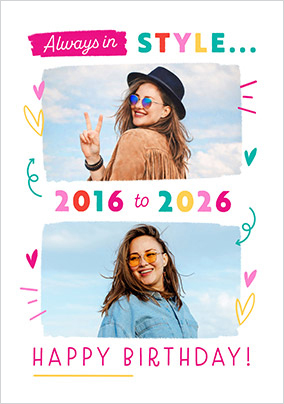 2016 To 2026 Photo Upload Birthday Card