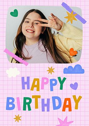 Photo of Girls Scrapbook Photo Upload Birthday Card