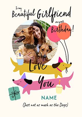 Photo of Beautiful Girlfriend Sausage Dogs Birthday Card