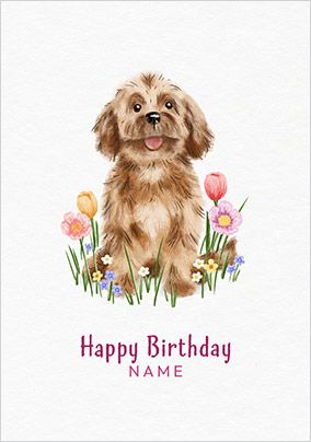 Photo of Watercolour Dog Birthday Card