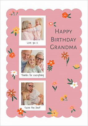Polaroid Grandma 3 Photo Birthday Card