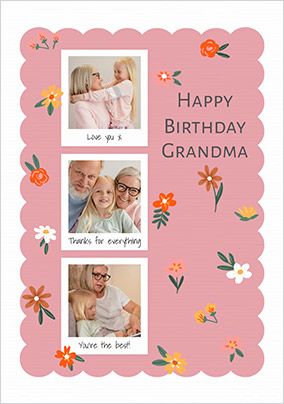 Photo of Polaroid Grandma 3 Photo Birthday Card