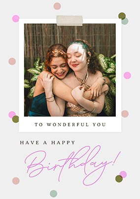 Pink Polka Dot Polaroid Birthday Card