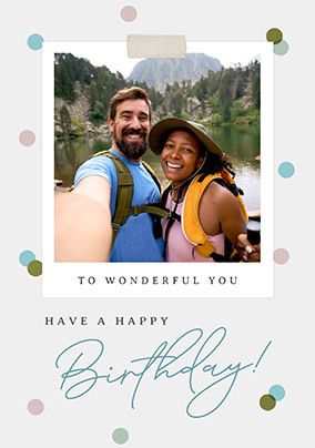 Photo of Blue Polka Dot Polaroid Birthday Card