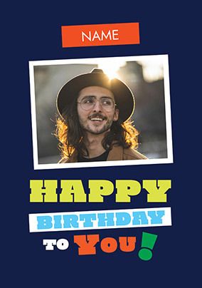 Photo of Bold Typographic Photo Upload Birthday Card