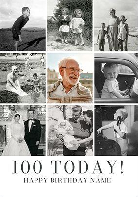 Photo of Simple Press 100th Birthday 9 Photo Card