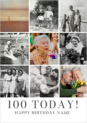 Simple Press 100th Birthday 9 Photo Card