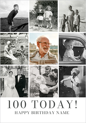 Simple Press 100th Birthday 9 Photo Upload Card