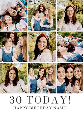 Photo of Simple Press 30th Birthday 9 Photo Card