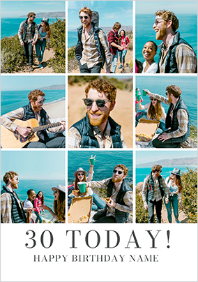 Simple Press 30th Birthday 9 Photo Upload Card