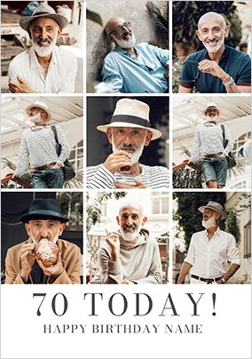 Photo of Simple Press 70th Birthday 9 Photo Card