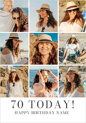 Simple Press 70th Birthday 9 Photo Card