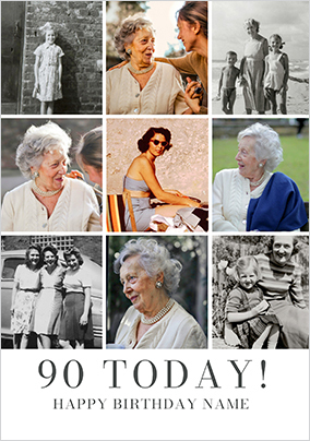Simple Press 90th Birthday 9 Photo Upload Card