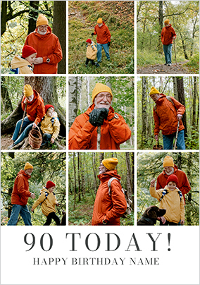 Simple Press 90th Birthday 9 Photo Card