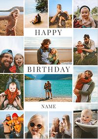 Tap to view Simple Press 14 Photo Birthday Card