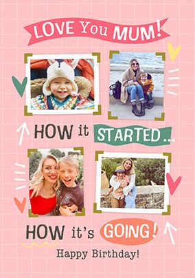 Photo of Mum How It Started & How It's Going 4 Photo Birthday Card