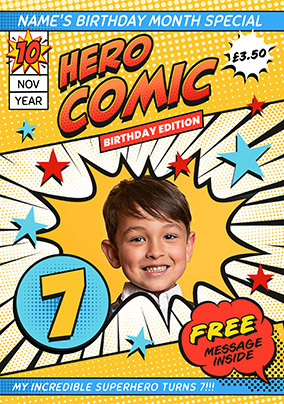 Hero Comic Magazine Spoof Photo Birthday Card