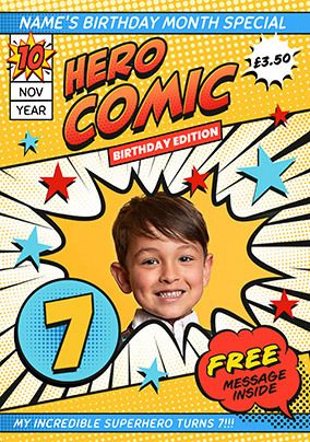 Photo of Hero Comic Magazine Spoof Photo Birthday Card