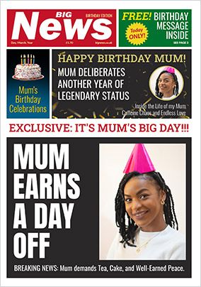 Photo of Big News Spoof Happy Birthday Mum Card