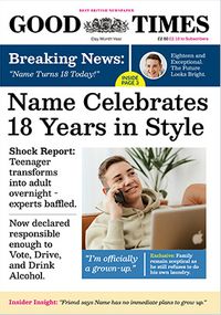 Tap to view Good Times Newspaper Spoof 18th Birthday Card