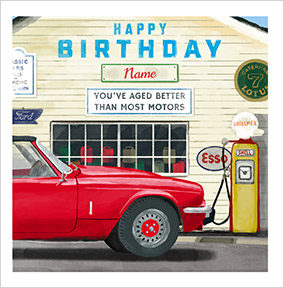 Classic Car Square Birthday Card
