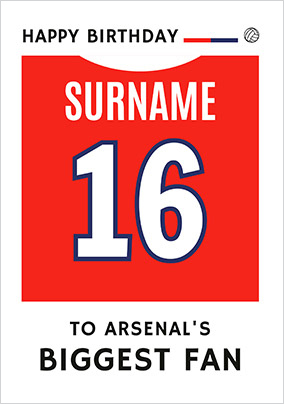 Biggest Fan Editable Football Team Shirt Red Birthday Card