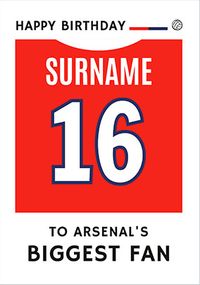 Tap to view Biggest Fan Editable Football Team Shirt Red Birthday Card