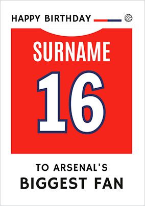 Photo of Biggest Fan Editable Football Team Shirt Red Birthday Card