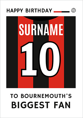 Biggest Fan Editable Football Team Shirt Red And Black Birthday Card