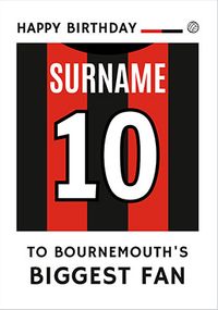 Tap to view Biggest Fan Editable Football Team Shirt Red And Black Birthday Card