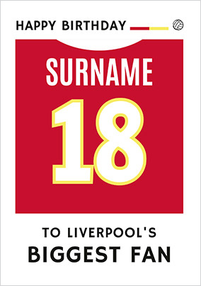 Biggest Fan Editable Football Team Shirt Dark Red Birthday Card
