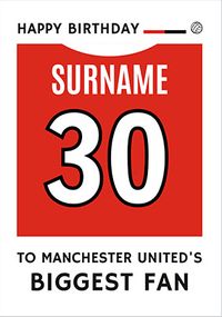 Tap to view Biggest Fan Editable Football Team Shirt Red And White Birthday Card