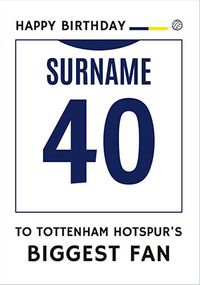 Tap to view Biggest Fan Editable Football Team Shirt Blue And White Birthday Card