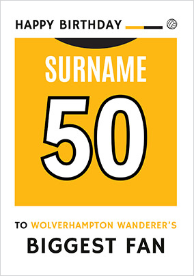 Biggest Fan Editable Football Team Shirt Yellow Birthday Card