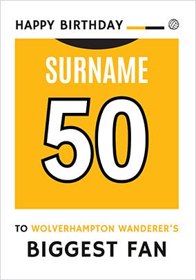 Photo of Biggest Fan Editable Football Team Shirt Yellow Birthday Card