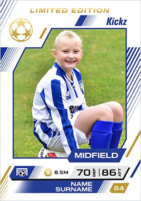 Photo of Blue And White Photo Upload Football Trading Birthday Card